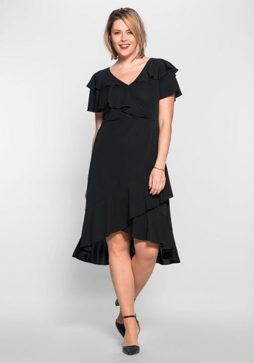 carmen-kleid mit volants - schwarz