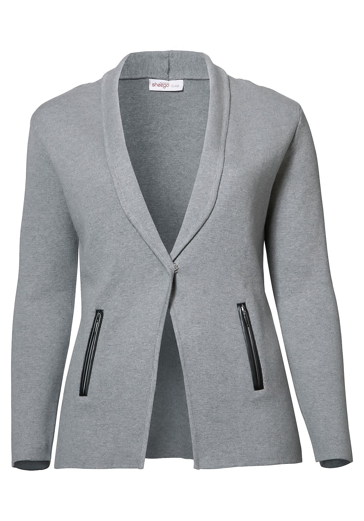 cardigan mit langem revers - grau