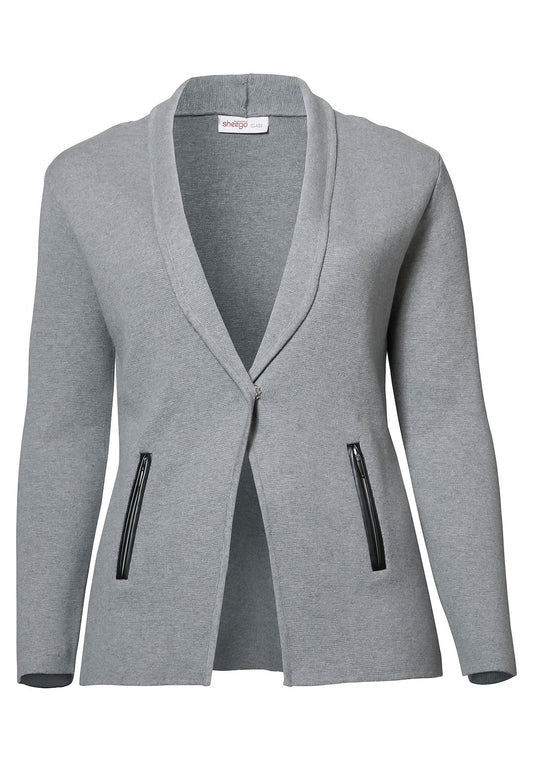 Cardigan mit langem Revers - grau