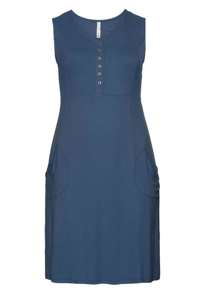 Jerseykleid mit Knopfleiste - blau