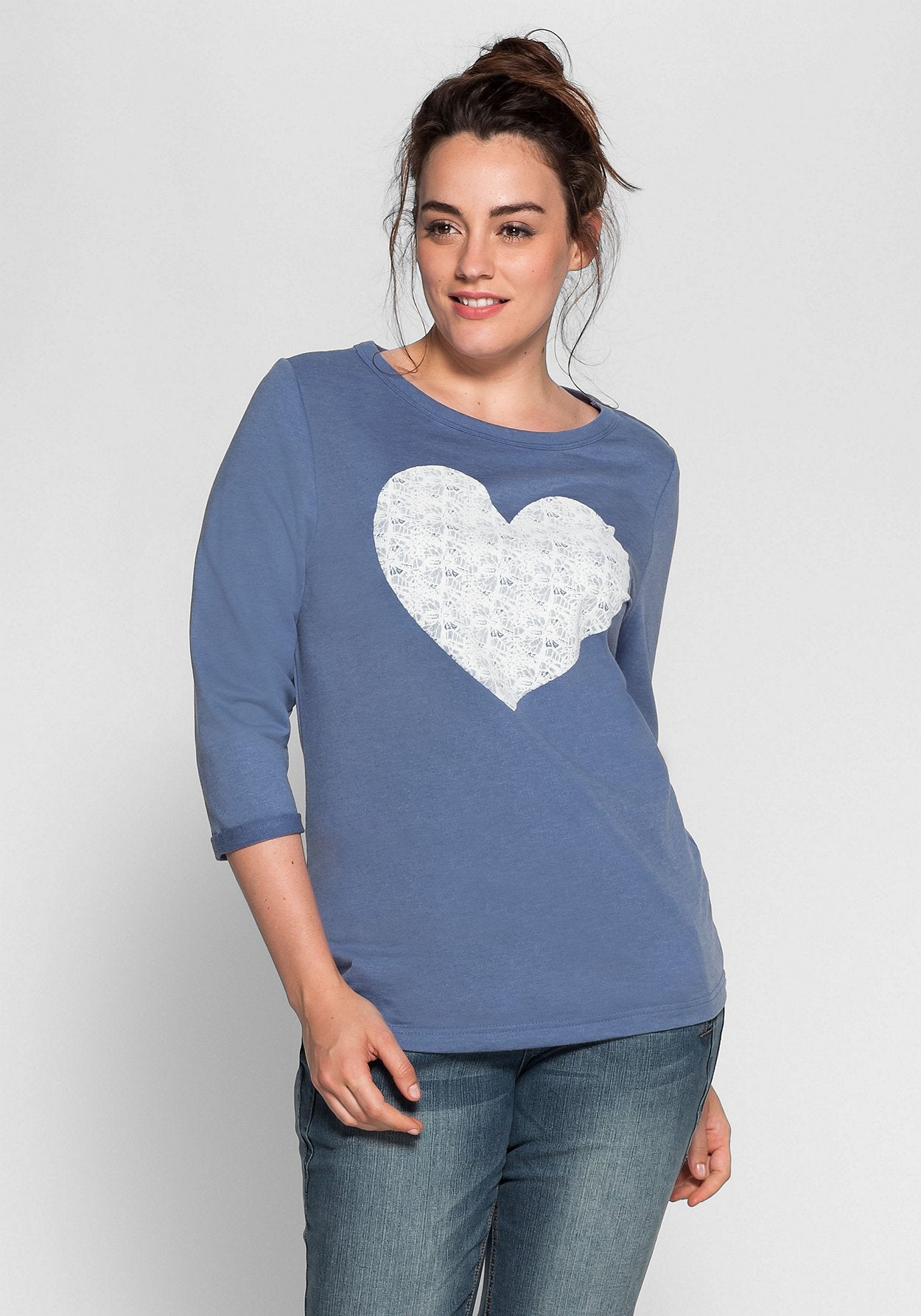 sweatshirt mit strukturdruck - blau