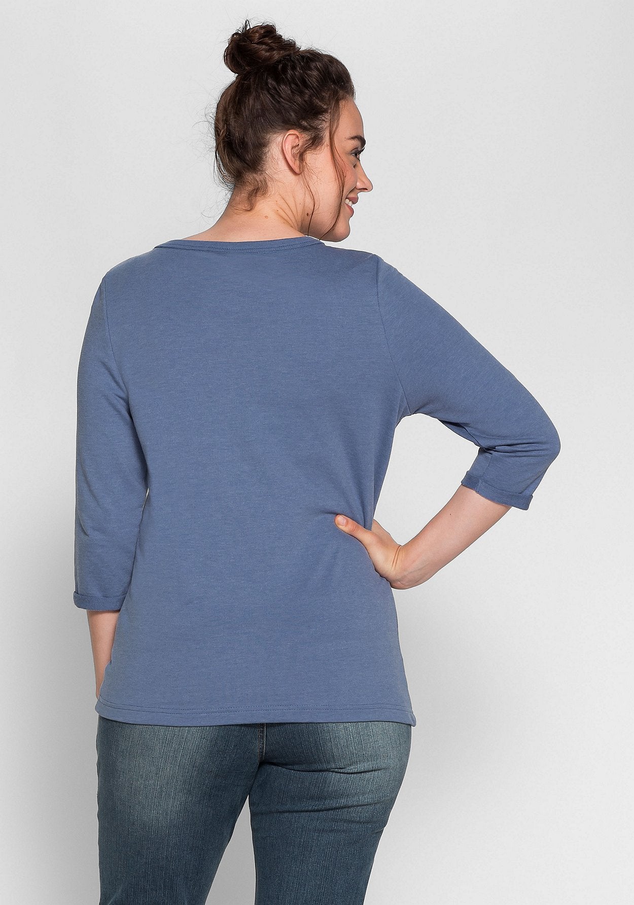 sweatshirt mit strukturdruck - blau