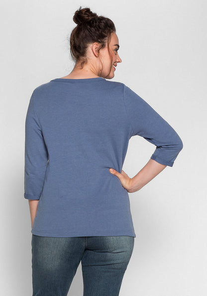 Sweatshirt mit Strukturdruck - blau