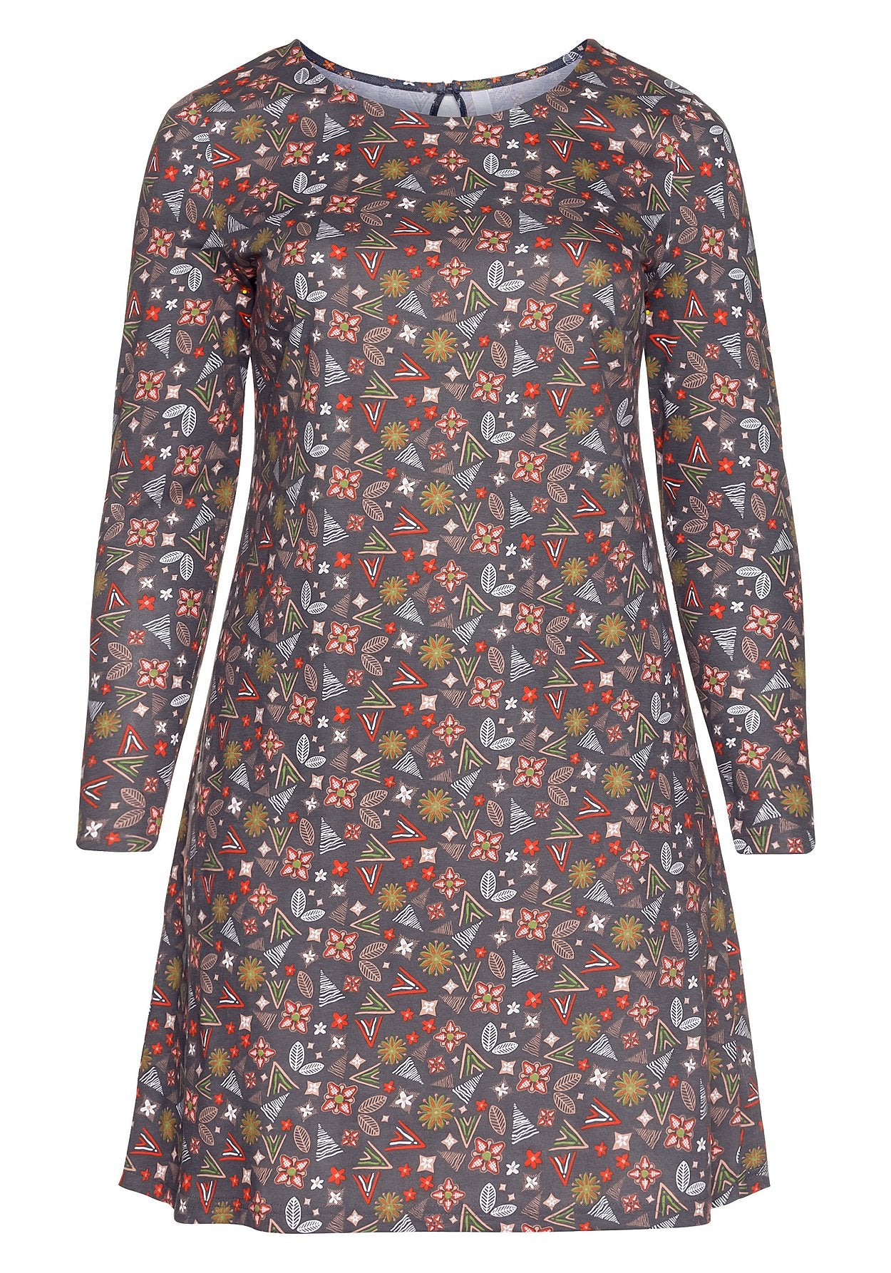 jerseykleid mit alloverdruck - grau