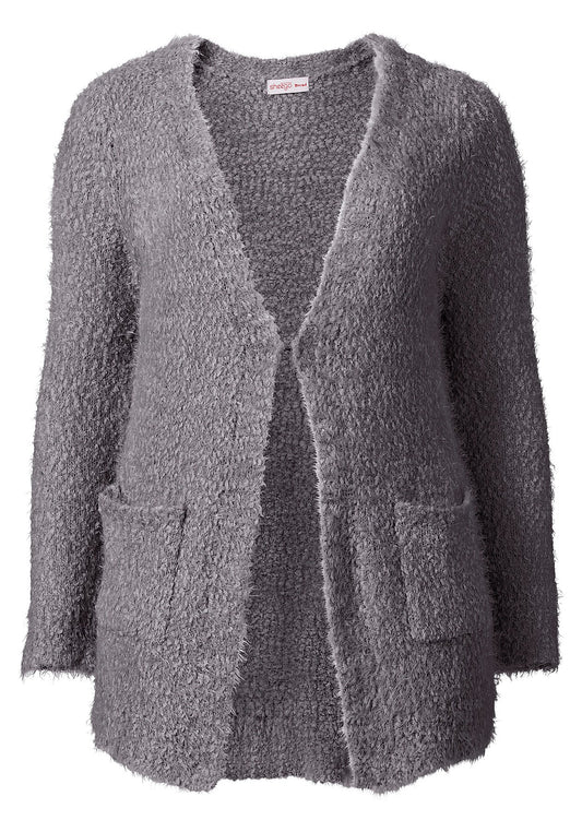 Longstrickjacke mit Taschen - grau