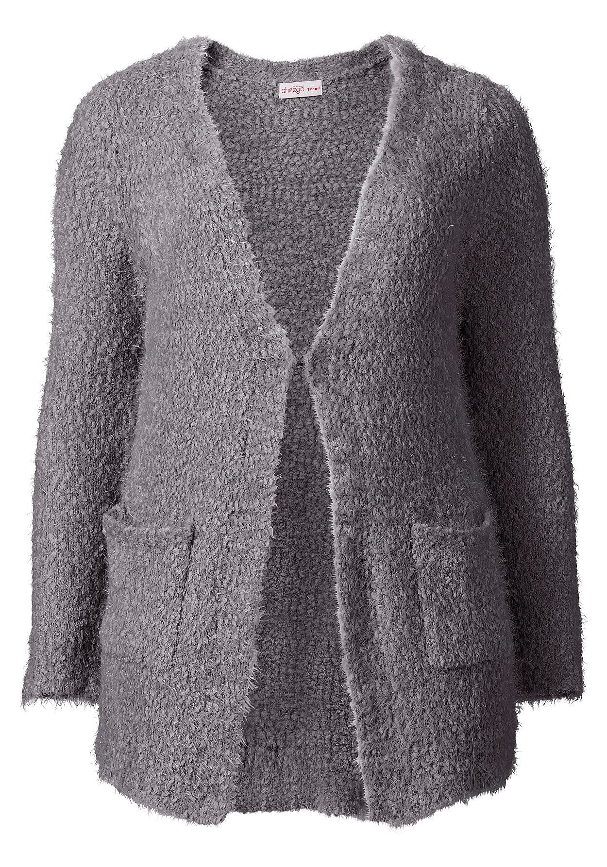 longstrickjacke mit taschen - grau