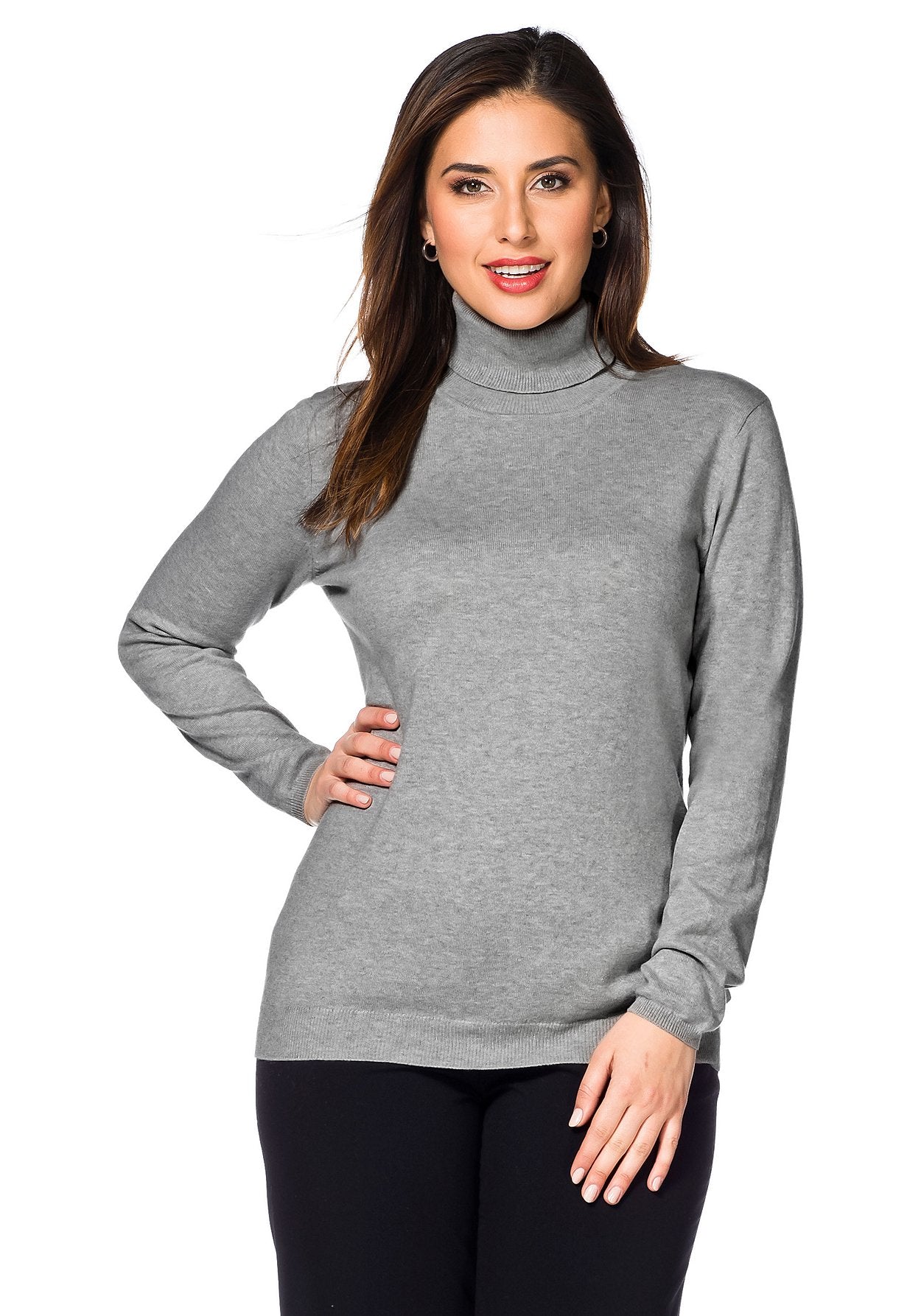 rollkragenpullover mit kaschmir - grau