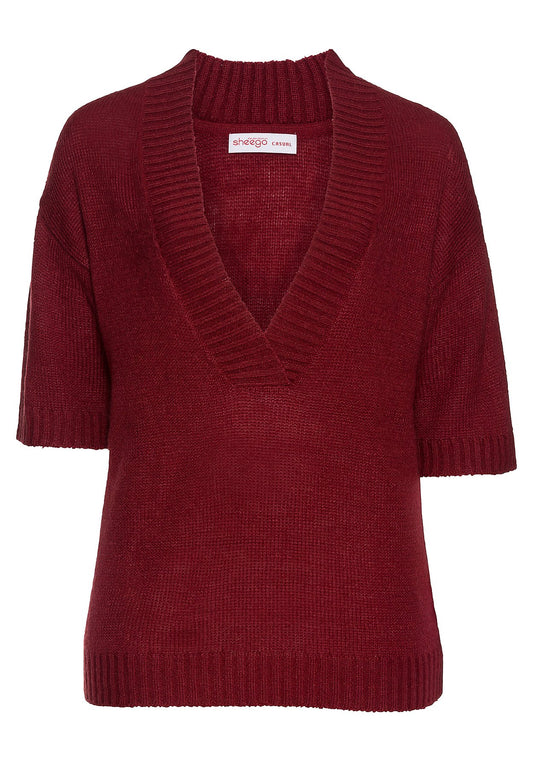 Pullover in Oversized Form - bordeauxrot