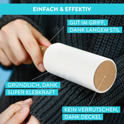 Fusselrollen Set: 4 Rollen + 1 Griff - weiß