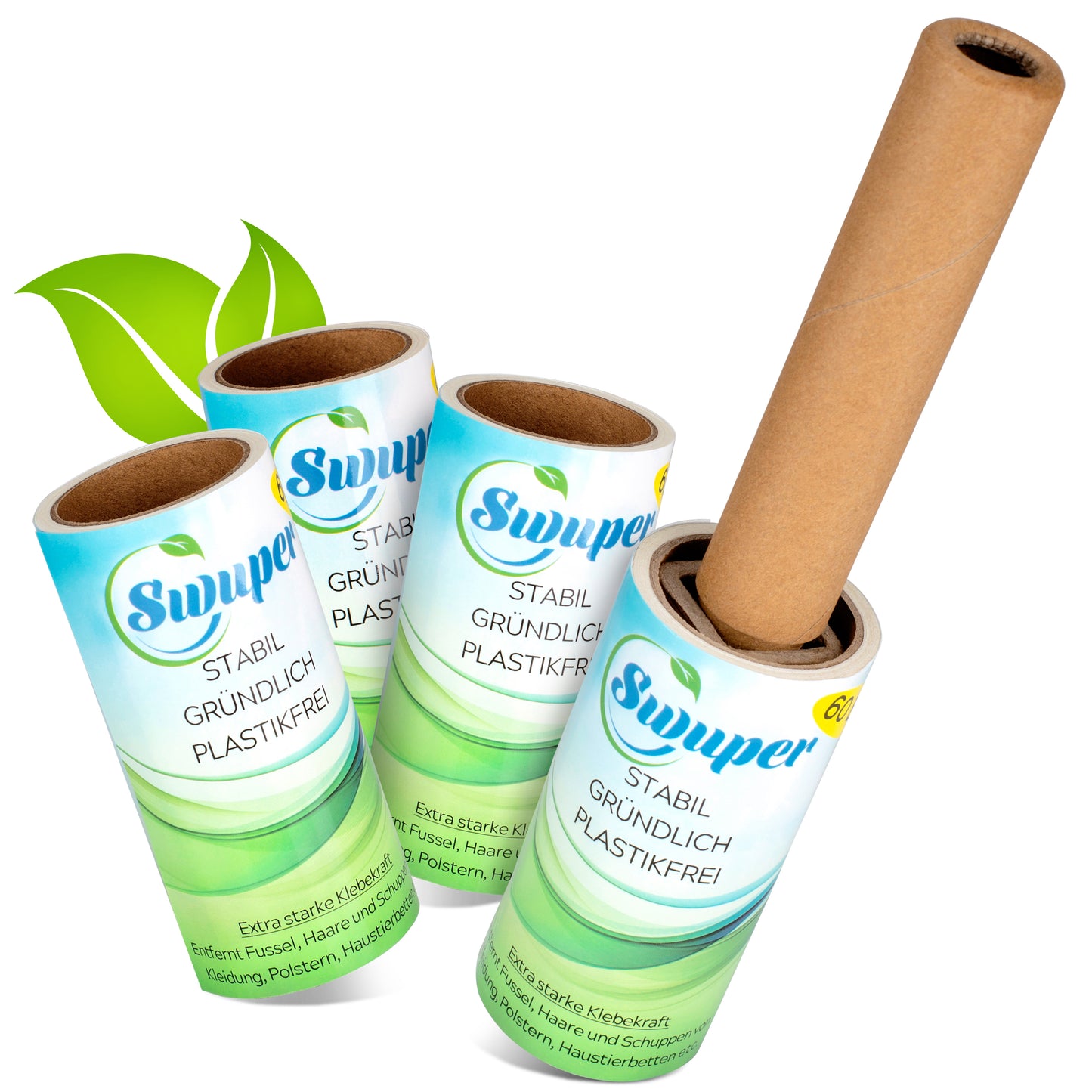 fusselrollen set: 4 rollen + 1 griff - weiß