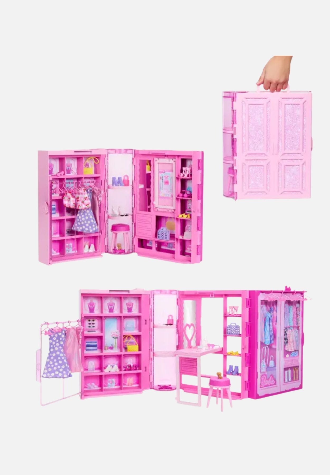 traumkleiderschrank spielset mit modepuppe, moden und accessoires - mehrfarbig