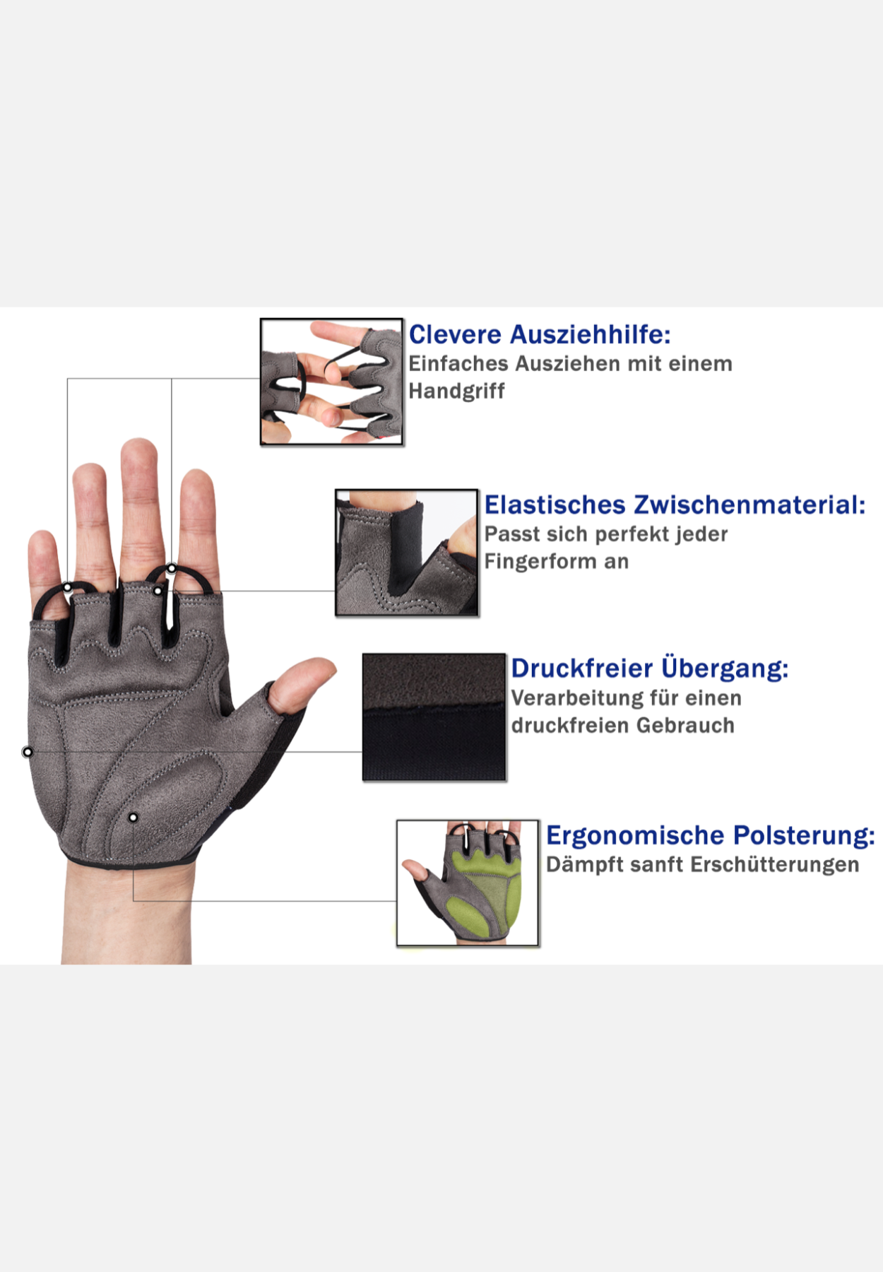 halbfinger fahrradhandschuhe - schwarz