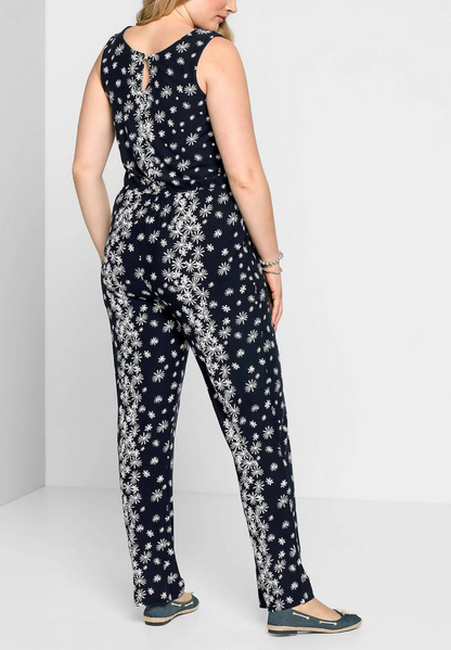 Jumpsuit mit Blumen-Druck - schwarz