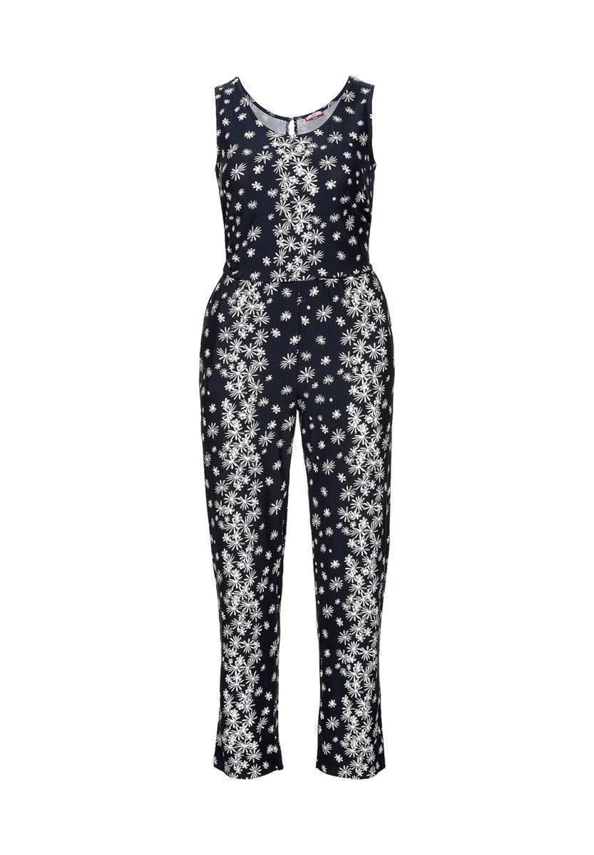 jumpsuit mit blumen-druck - schwarz