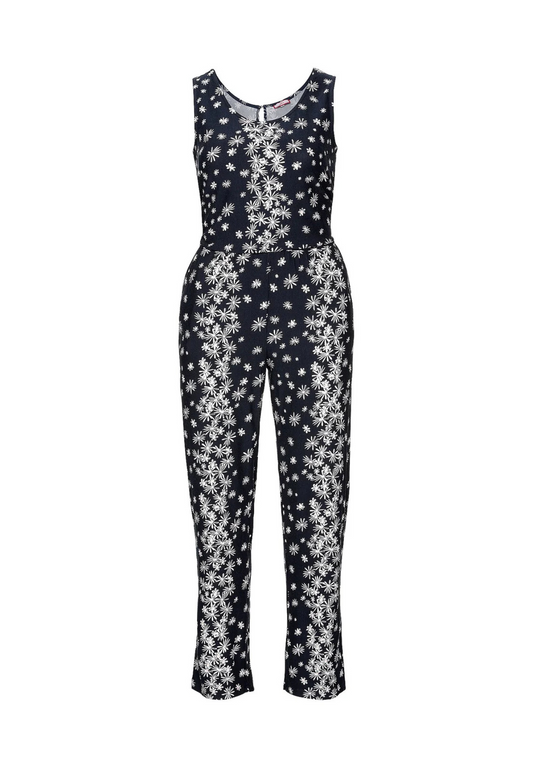 Jumpsuit mit Blumen-Druck - schwarz