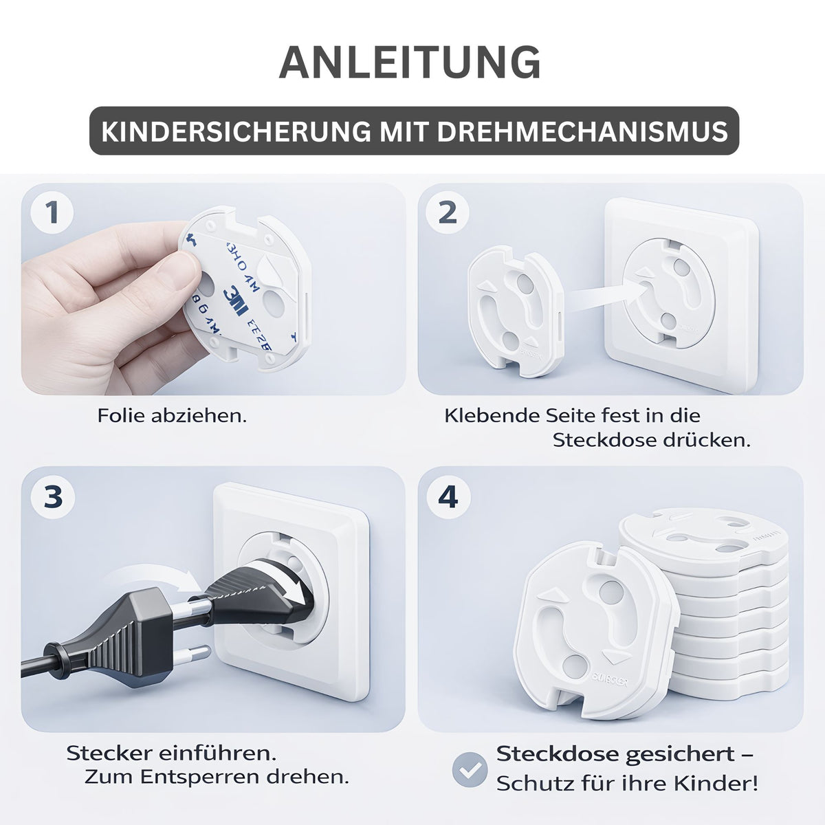 20x kindersicherung mit drehmechanismus