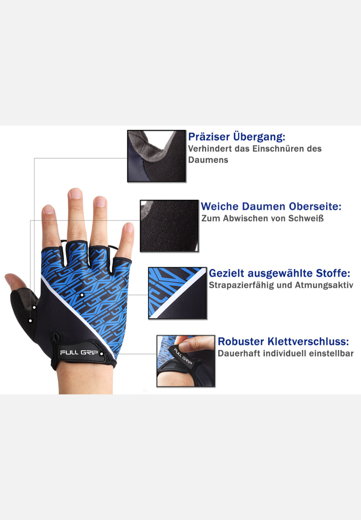 halbfinger fahrradhandschuhe - blau