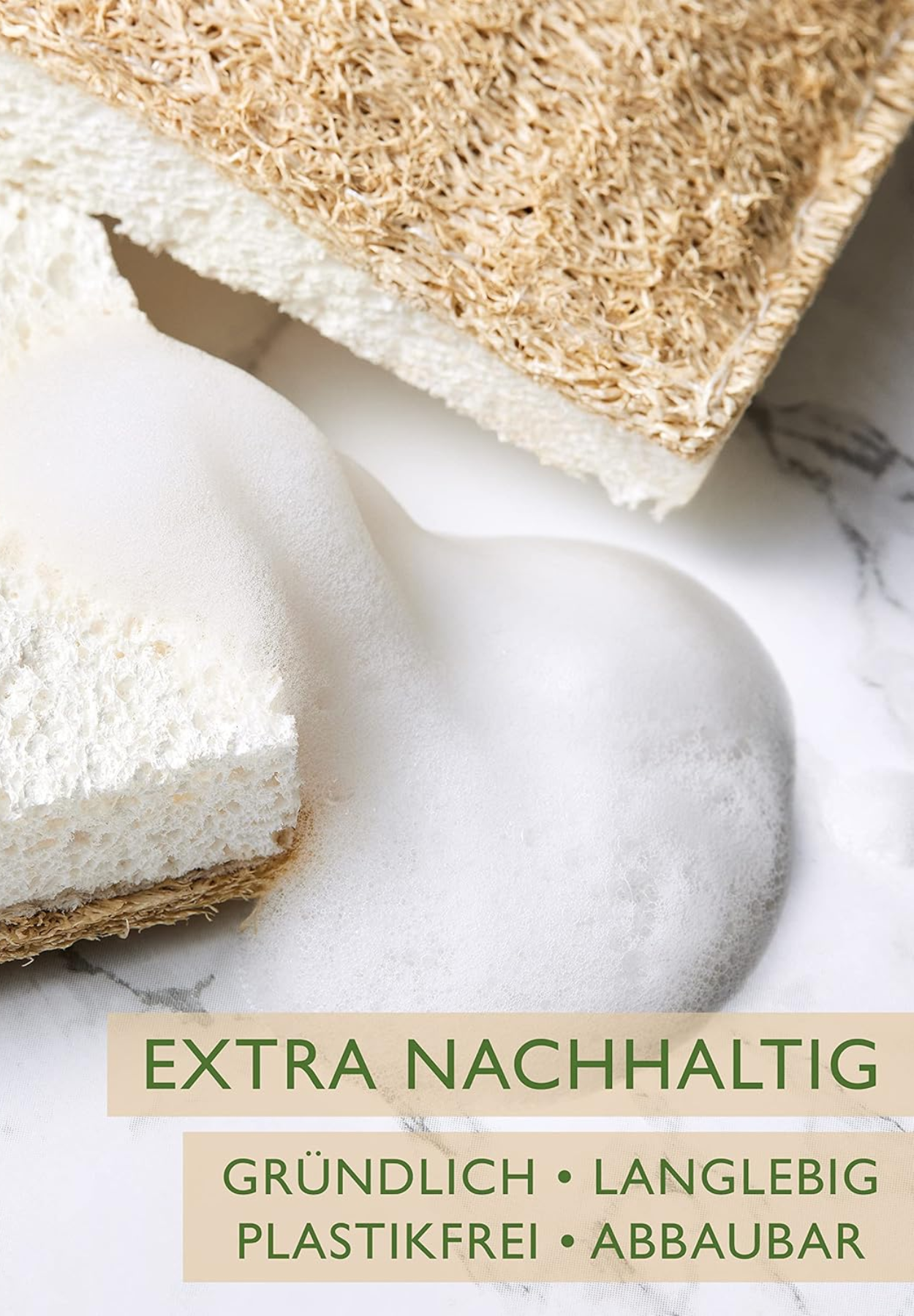 spülschwamm luffa - gurke 4er pack - weiß