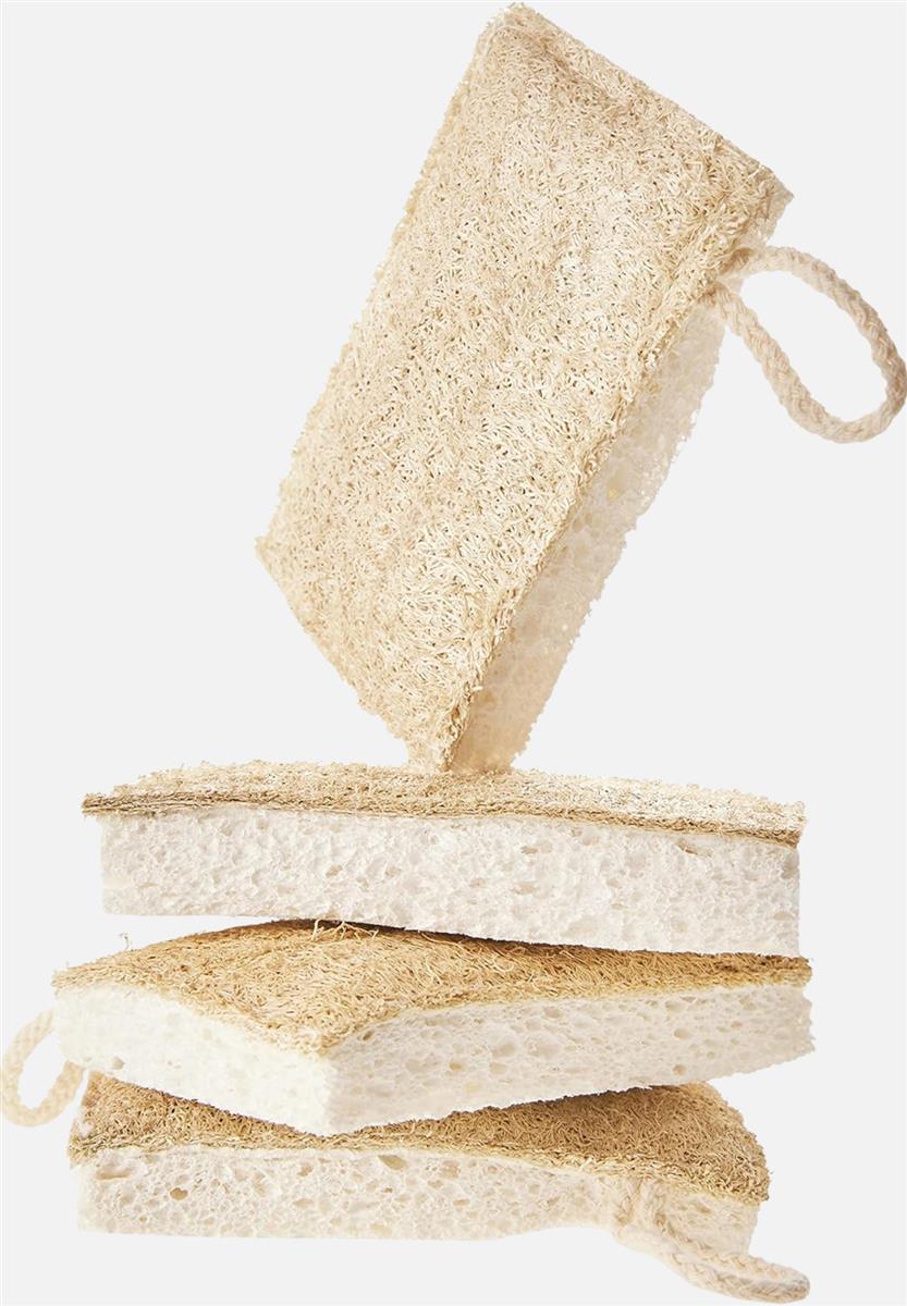 spülschwamm luffa - gurke 4er pack - weiß