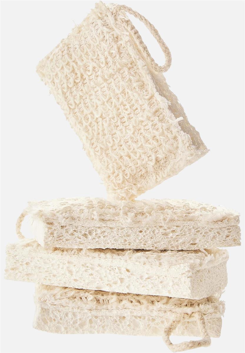 spülschwamm baumwolle - flachsfaser 4er pack - weiß