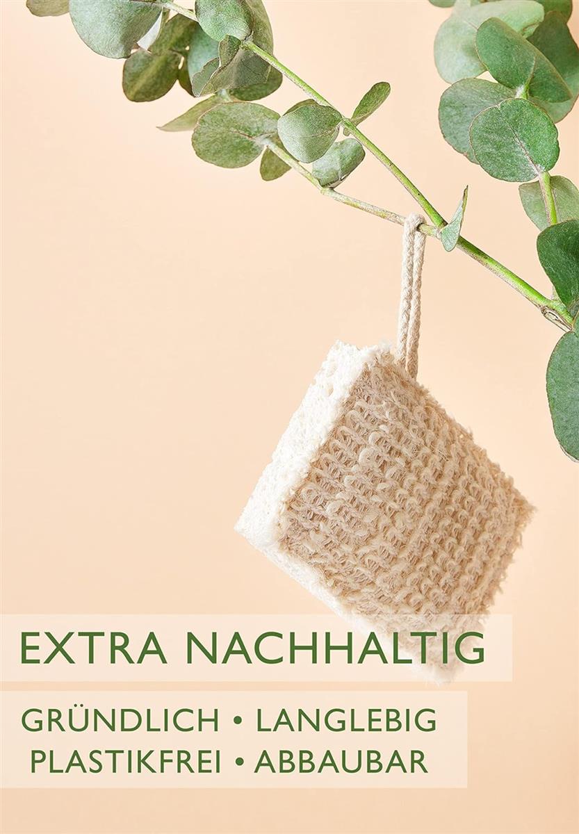 spülschwamm baumwolle - flachsfaser 4er pack - weiß
