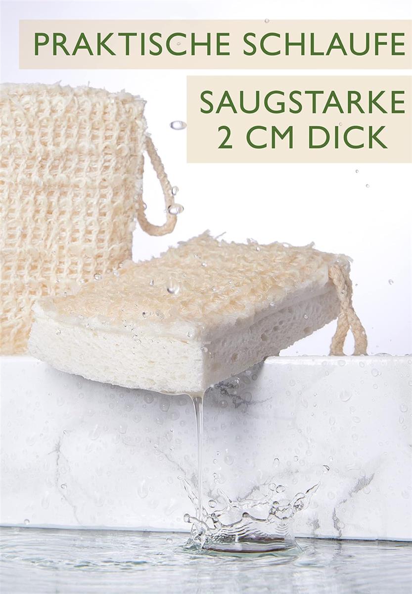 spülschwamm baumwolle - flachsfaser 4er pack - weiß