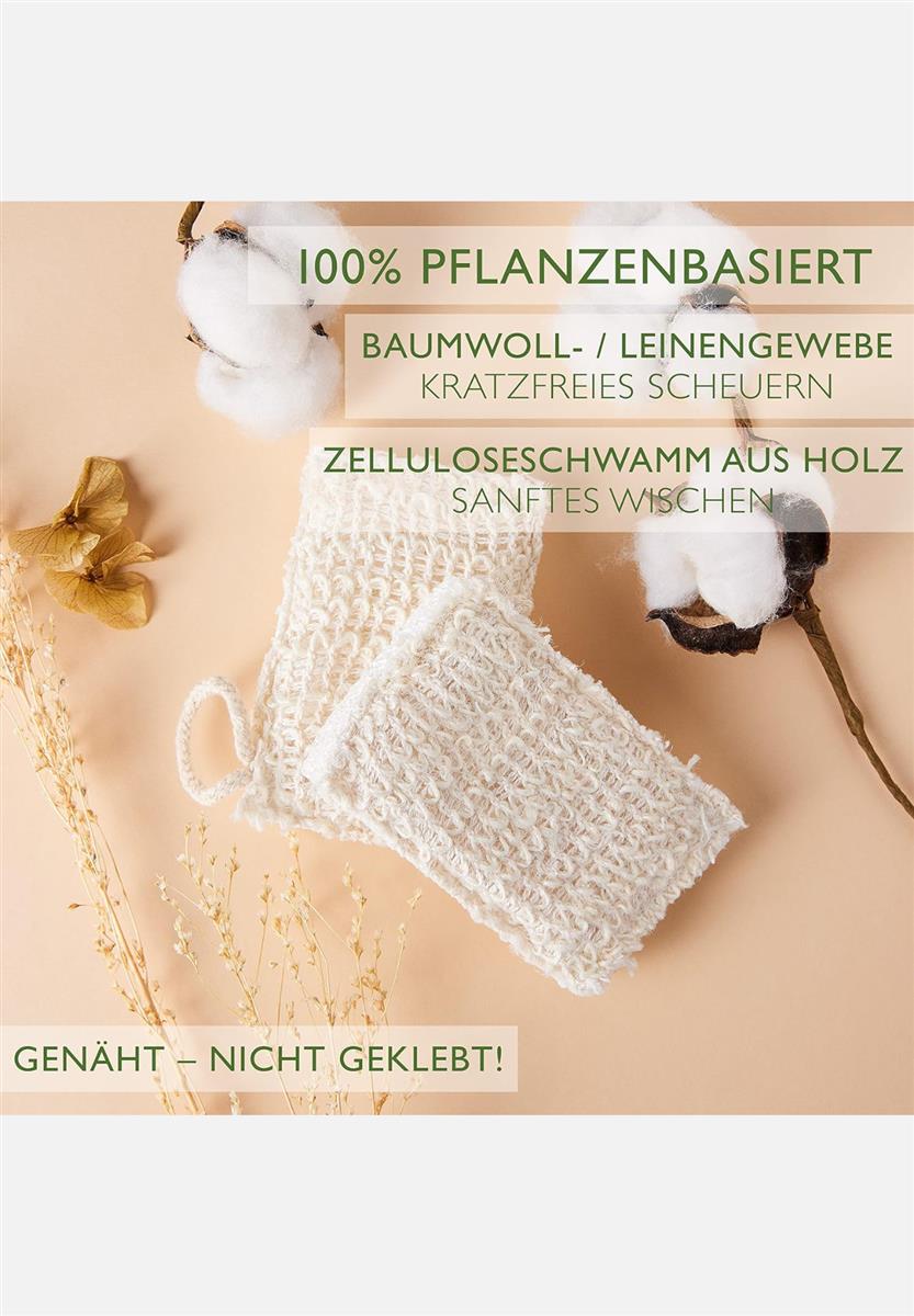 spülschwamm baumwolle - flachsfaser 4er pack - weiß
