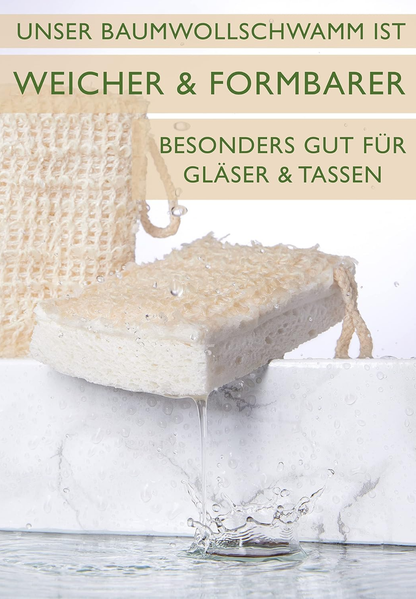 Spülschwamm Baumwolle - Flachsfaser 4er Pack - weiß