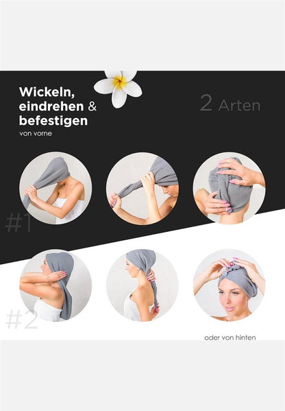 Haarturban 2er Pack - grau