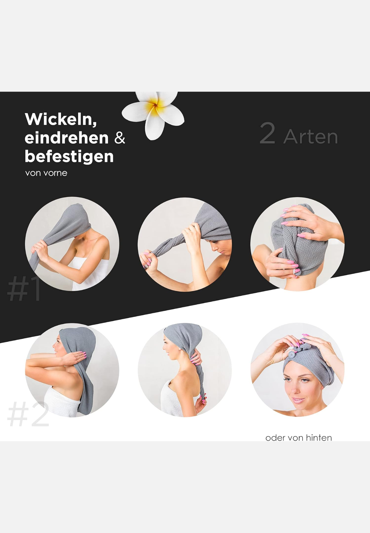 haarturban 2er pack - grau