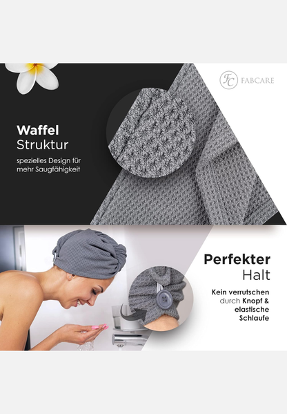 Haarturban 2er Pack - grau