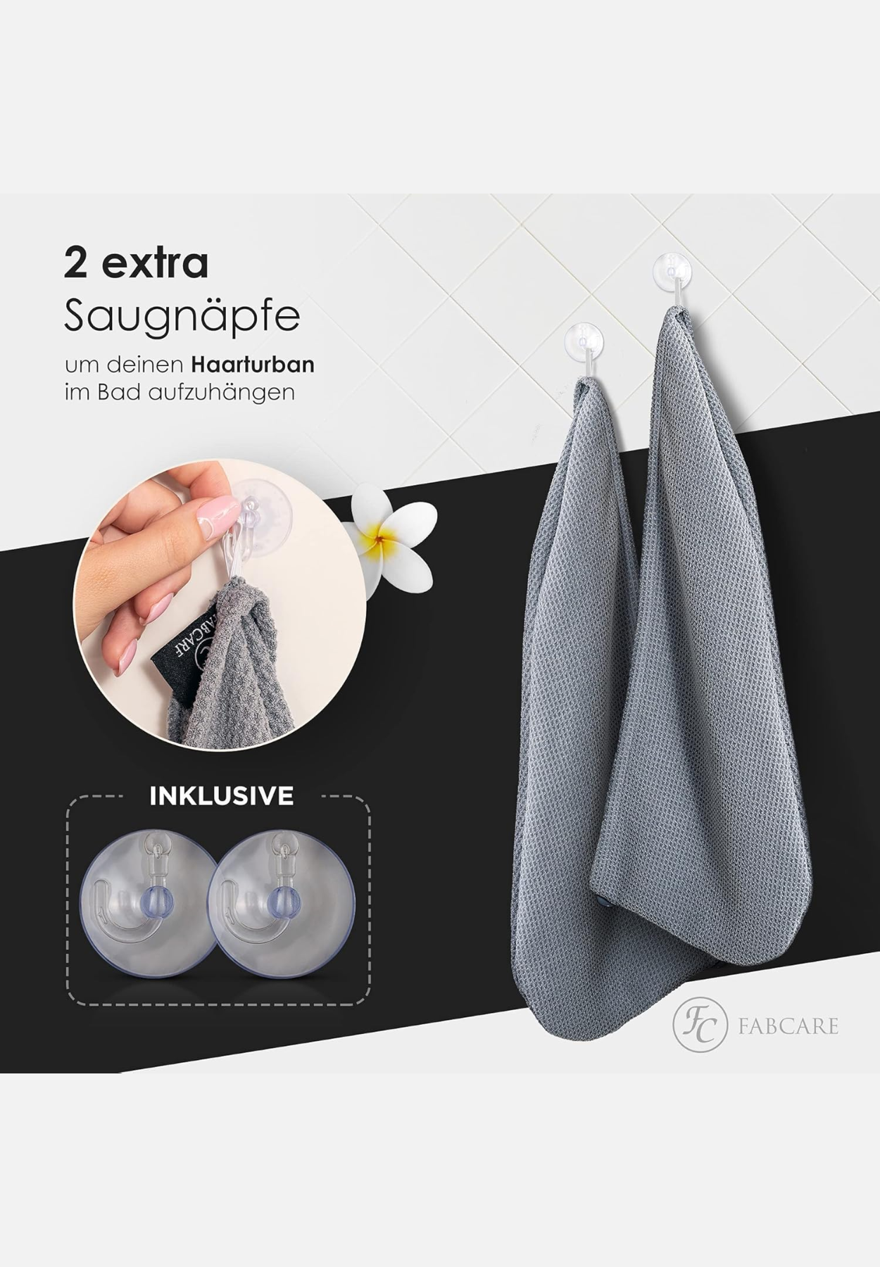 haarturban 2er pack - grau