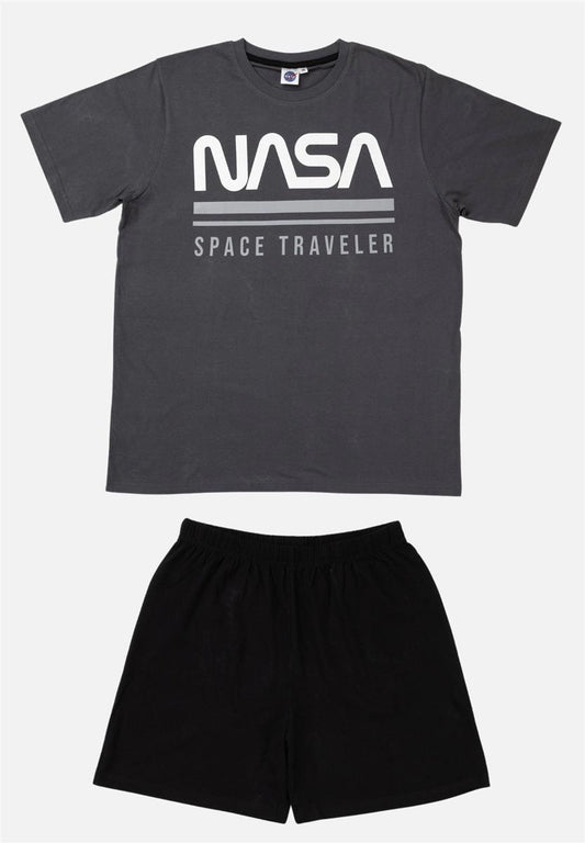 Pyjama Set Kurz - grau/schwarz